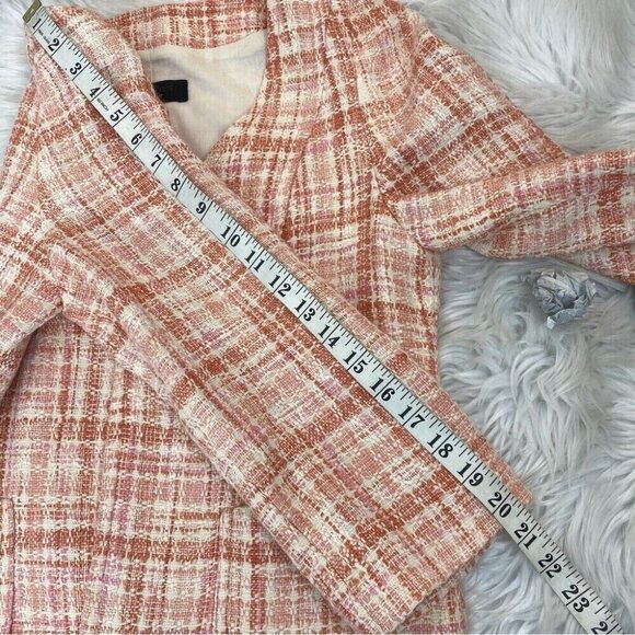 Talbots Women's Y2K Pink Gracie Collarless Plaid Tweed Career Blazer‎ 6/C36 - Picture 10 of 11